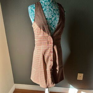 Allegra K Brown Checkered Midi Dress. Collegiate, preppy, heritage.